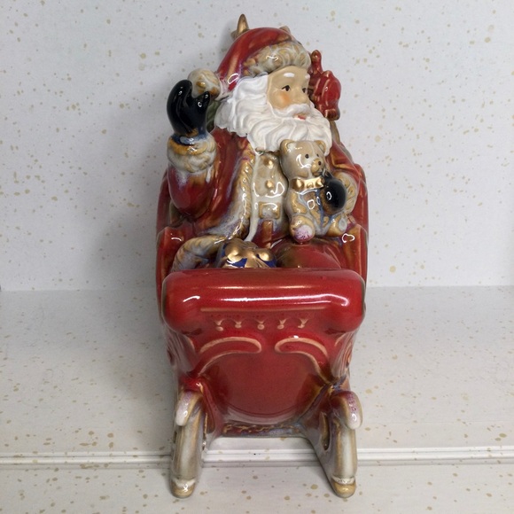 Burton & Burton Porcelain Santa, Sleigh Christmas Figurine for Holiday Home Deco - Picture 2 of 9